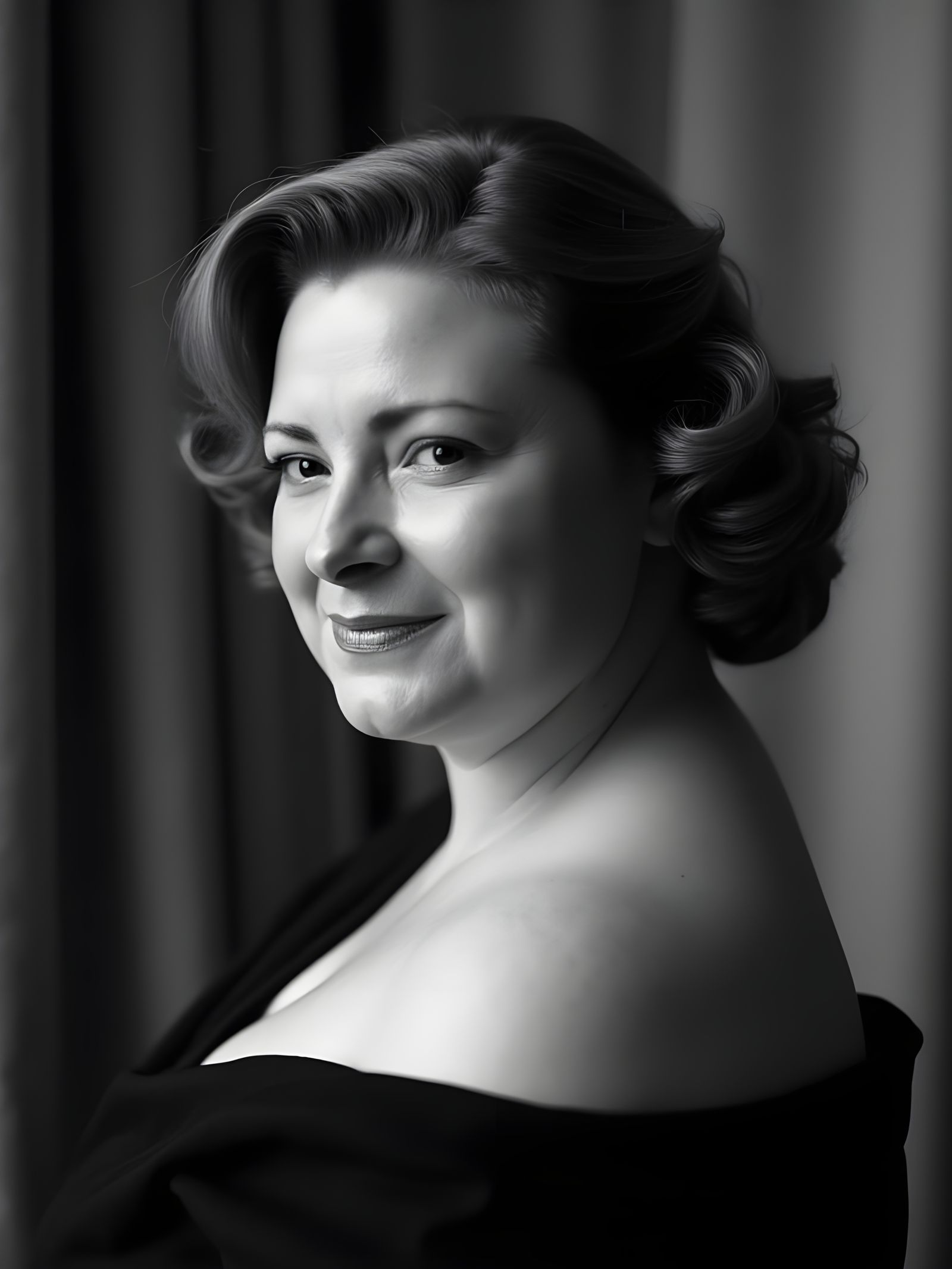 Glamorous Black and White Portrait in Vintage Hollywood Styl...