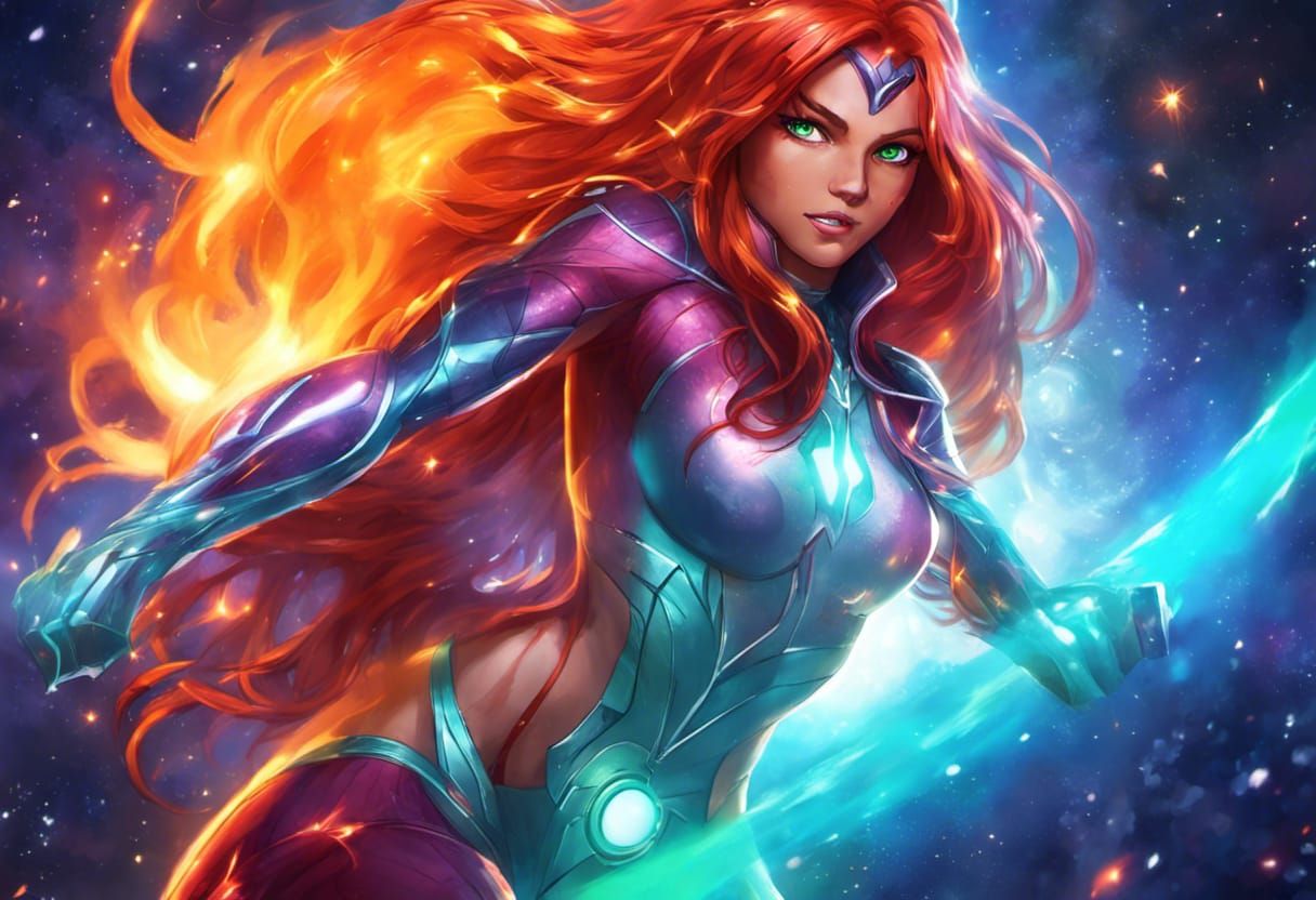 Starfire from Teen Titans in Cosmic Space