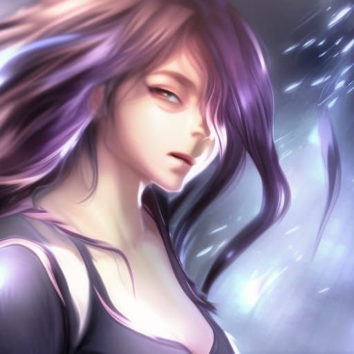 Galaxy Hair Anime Girl, Hyperdetailed Digital Art