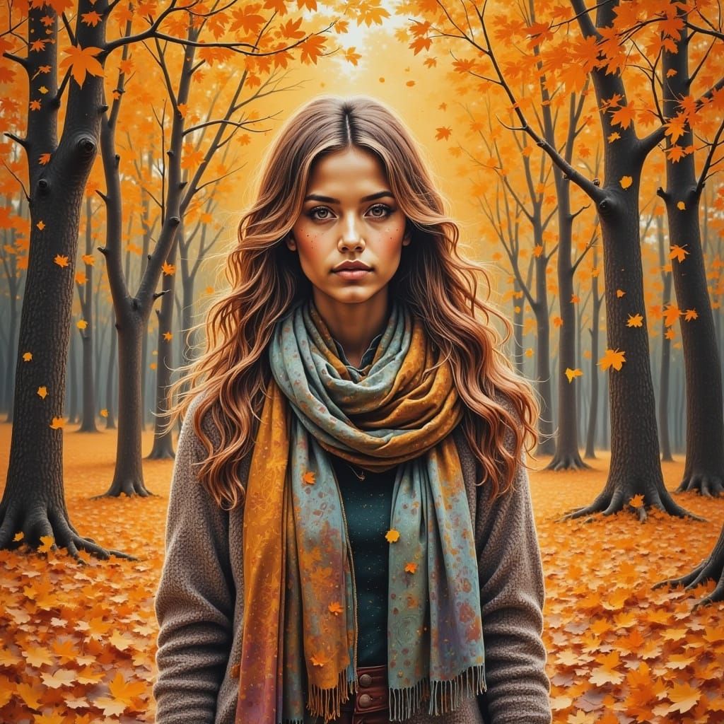 Autumn Forest Walk in Impressionist Style