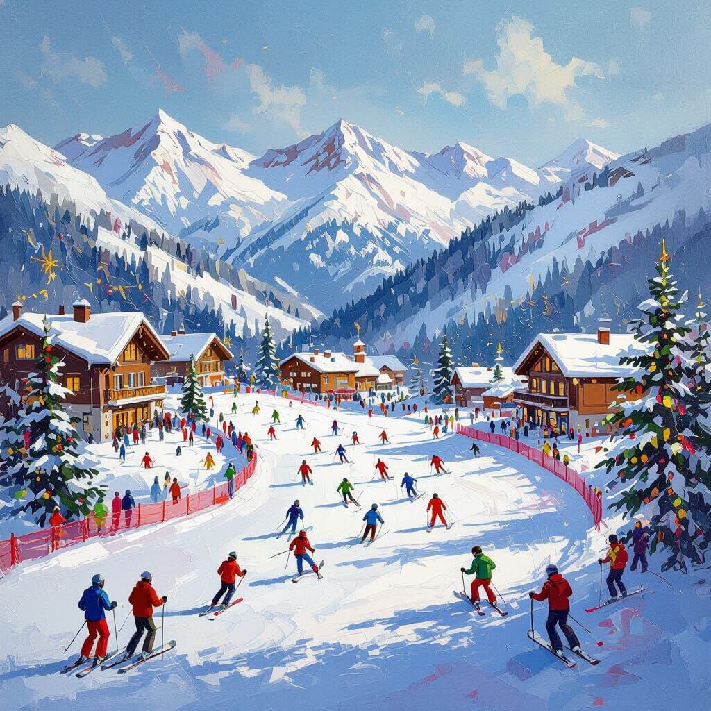 Christmas Ski Resort Hosts Thrilling Ski Cup Race in Impress...
