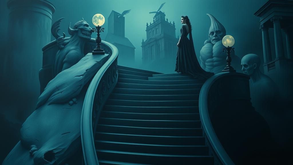 Eerie Lady in Surreal, Dreamlike Landscape