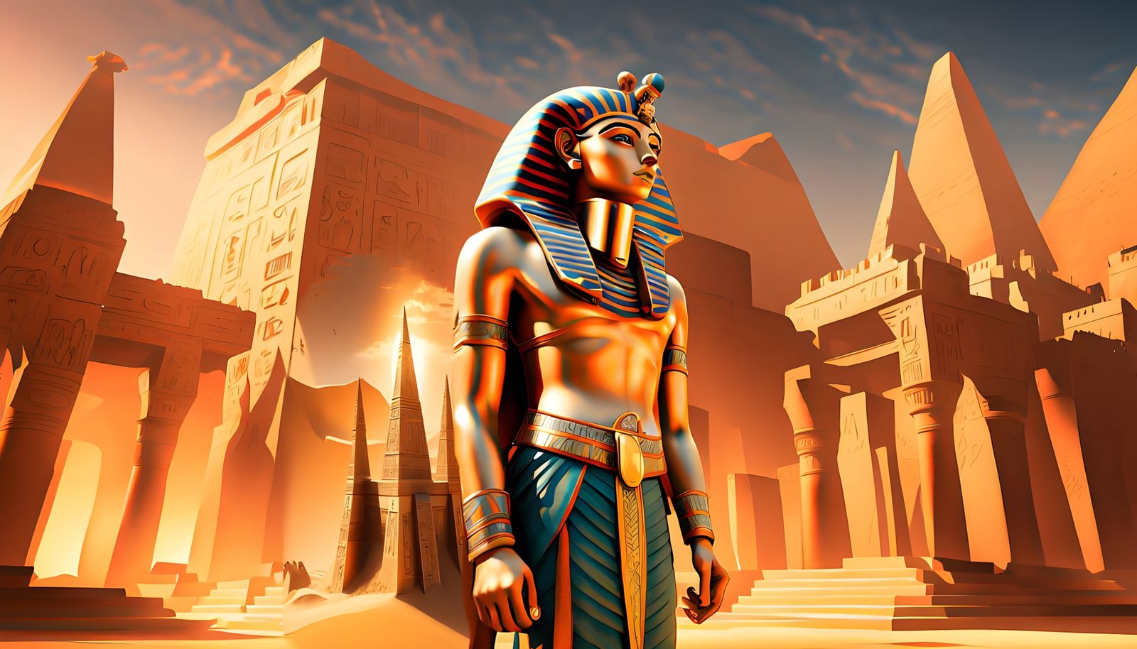 Ancient Egyptian Landscape in Vibrant Colors