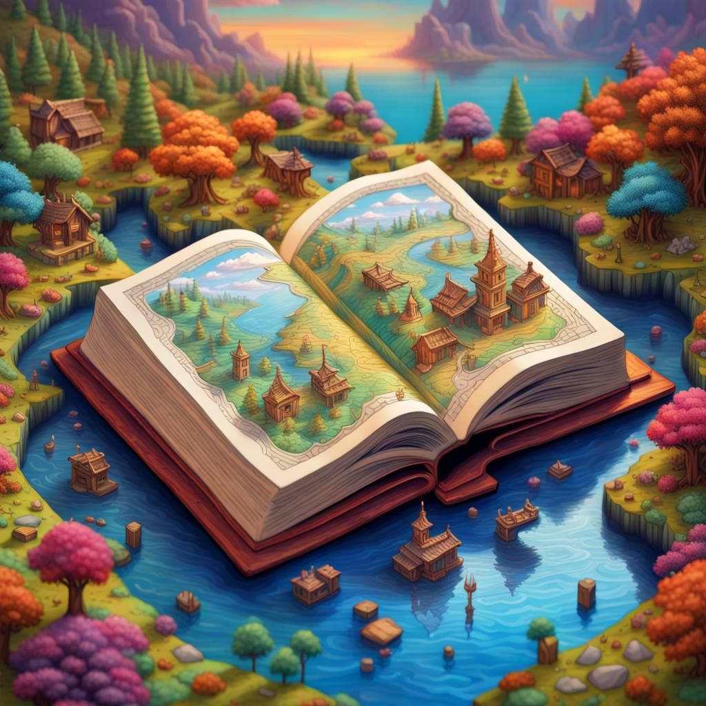 Fantasy Landscape Emerges from Open Book