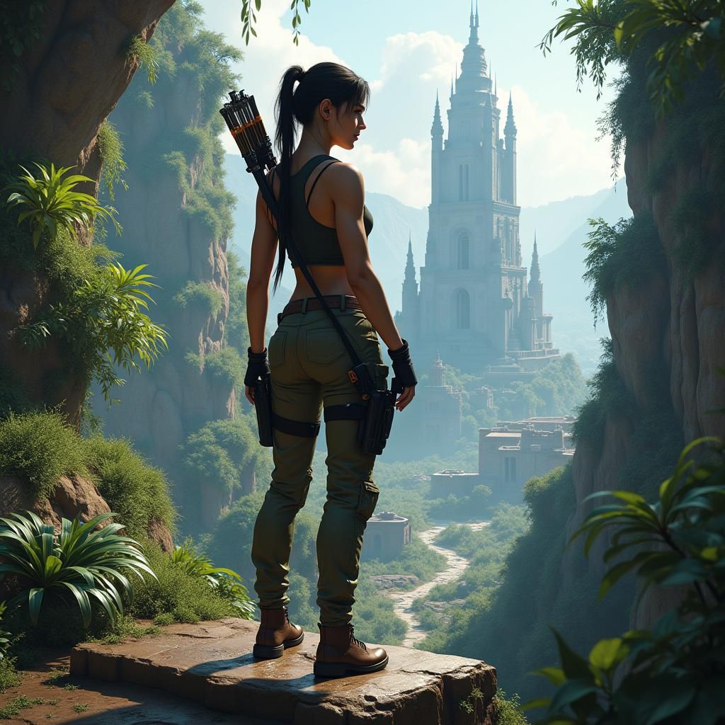 Lara Croft and Cyberpunk Metropolis, Fantasy Art