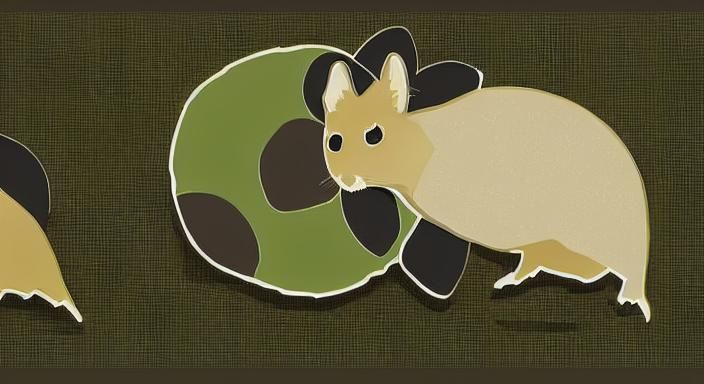 Pika with African Mud-Cloth Motif on Black