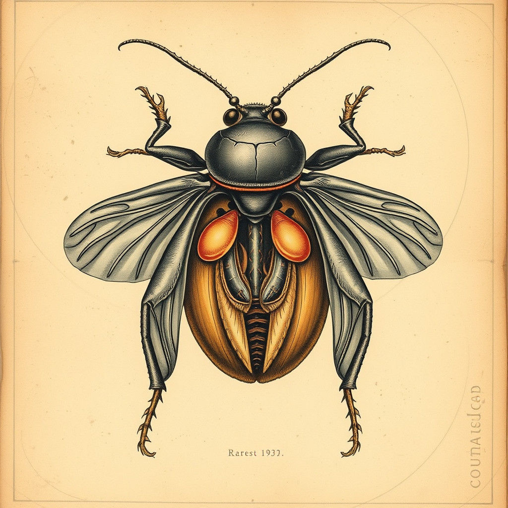 Detailed Bug Anatomy Illustration in Vintage Style