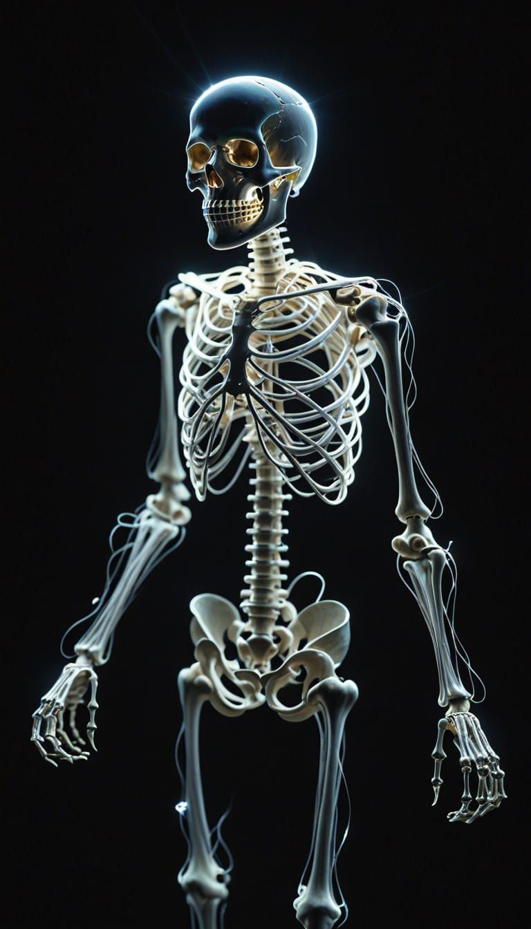 Ethereal Skeleton Formed from Delicate Light Tendrils
