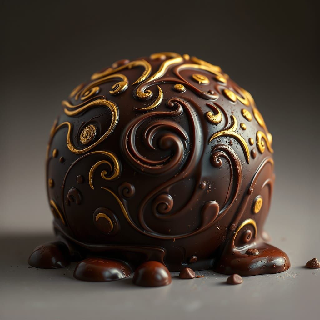 Chocolate Bar with Swirls in Digital Painting Style