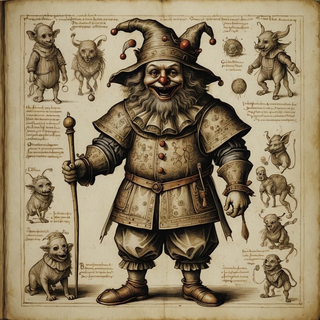 Clown in Da Vinci Style Bestiary Entry