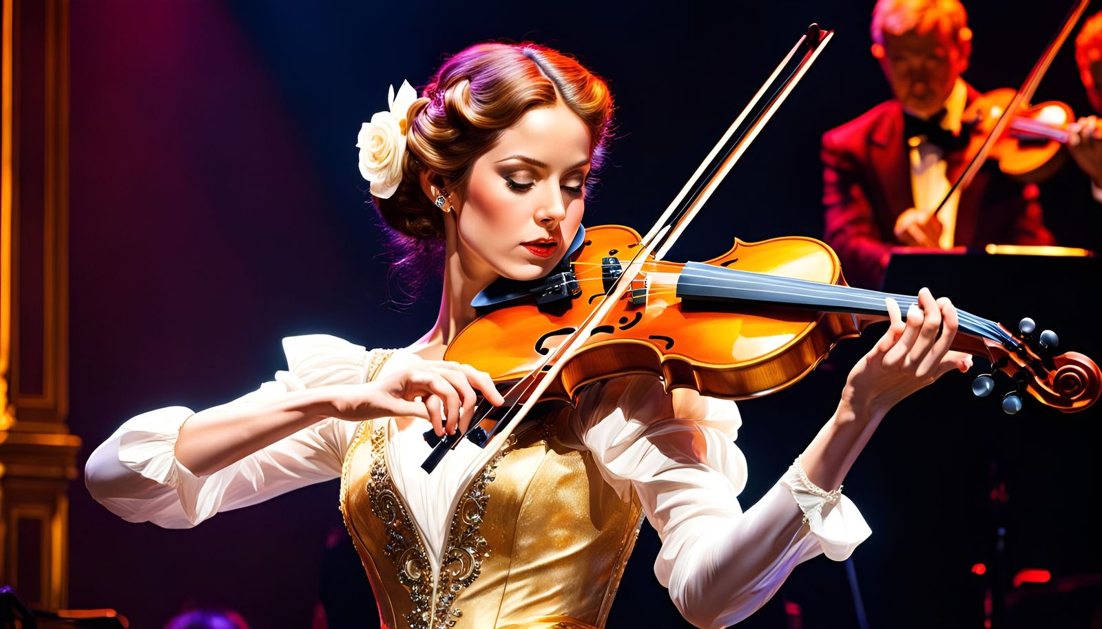 Violinist in Concert: Classical Portraiture Meets Rock