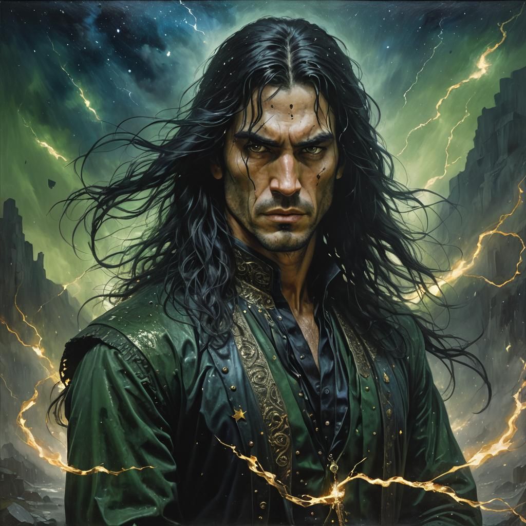 Fierce Gypsy Man Portrait as Oil Painting