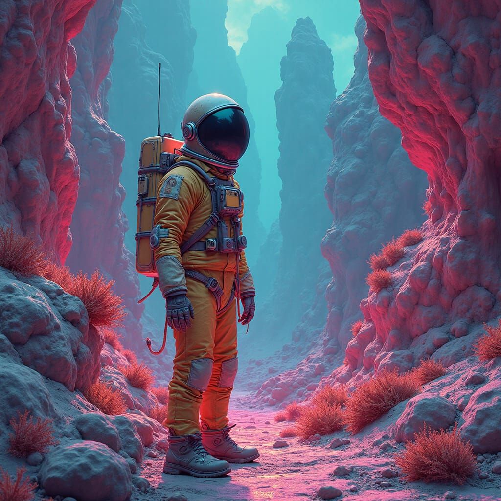 Retro Sci-Fi Astronaut Recalls Cosmic Dreams in Vintage Vibe...