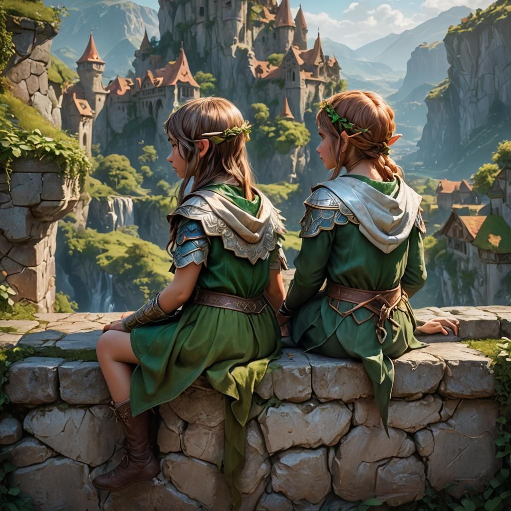 Fantasy Elves in Hyperdetailed Landscape