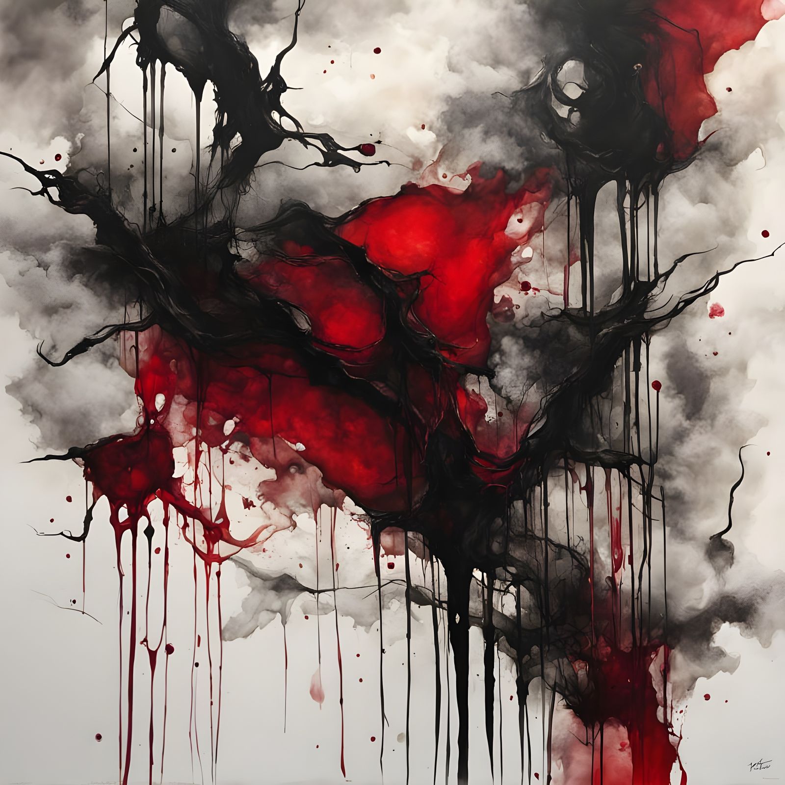 Surreal Stillness in Crimson and Shadow