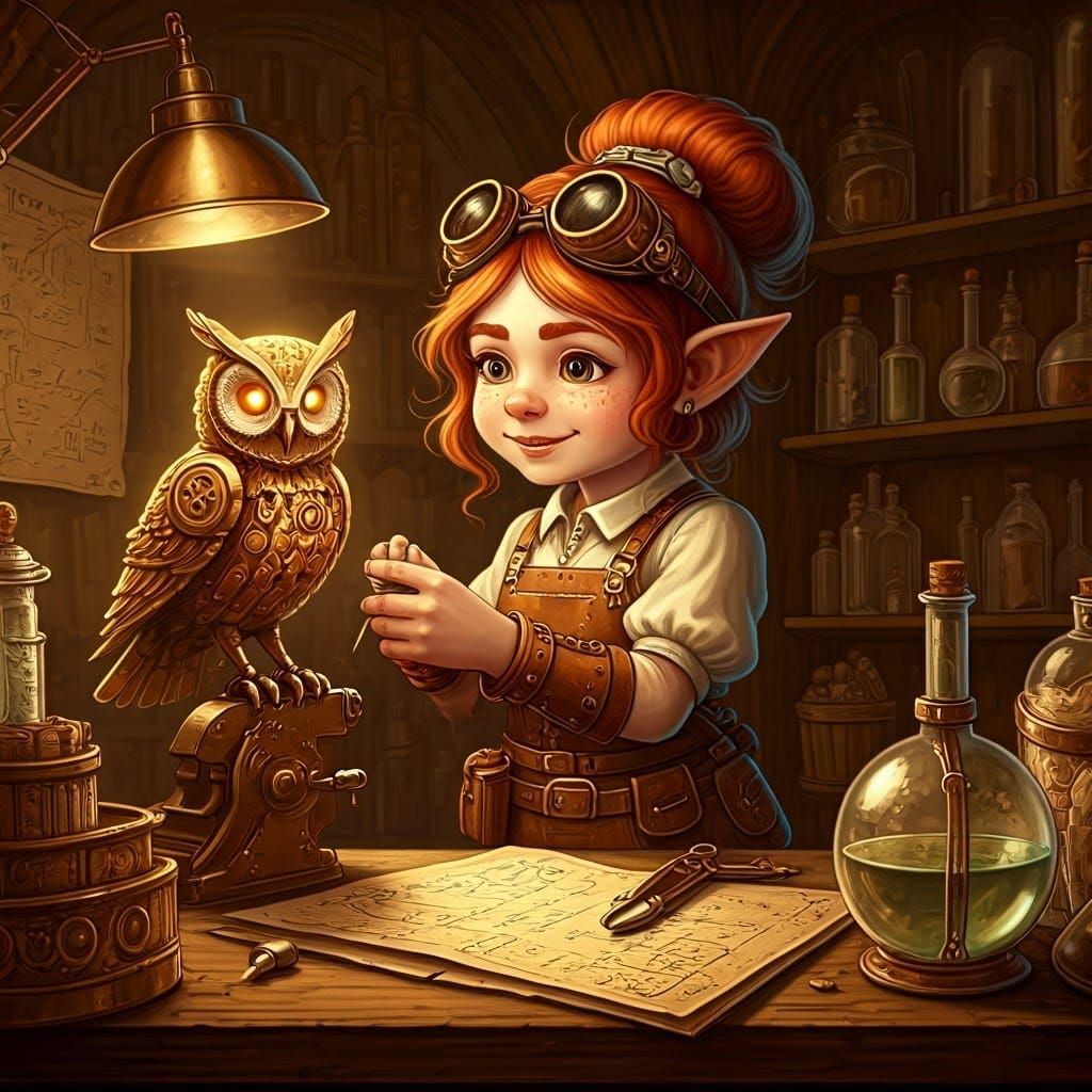 Gnome Artificer in Steampunk Workshop