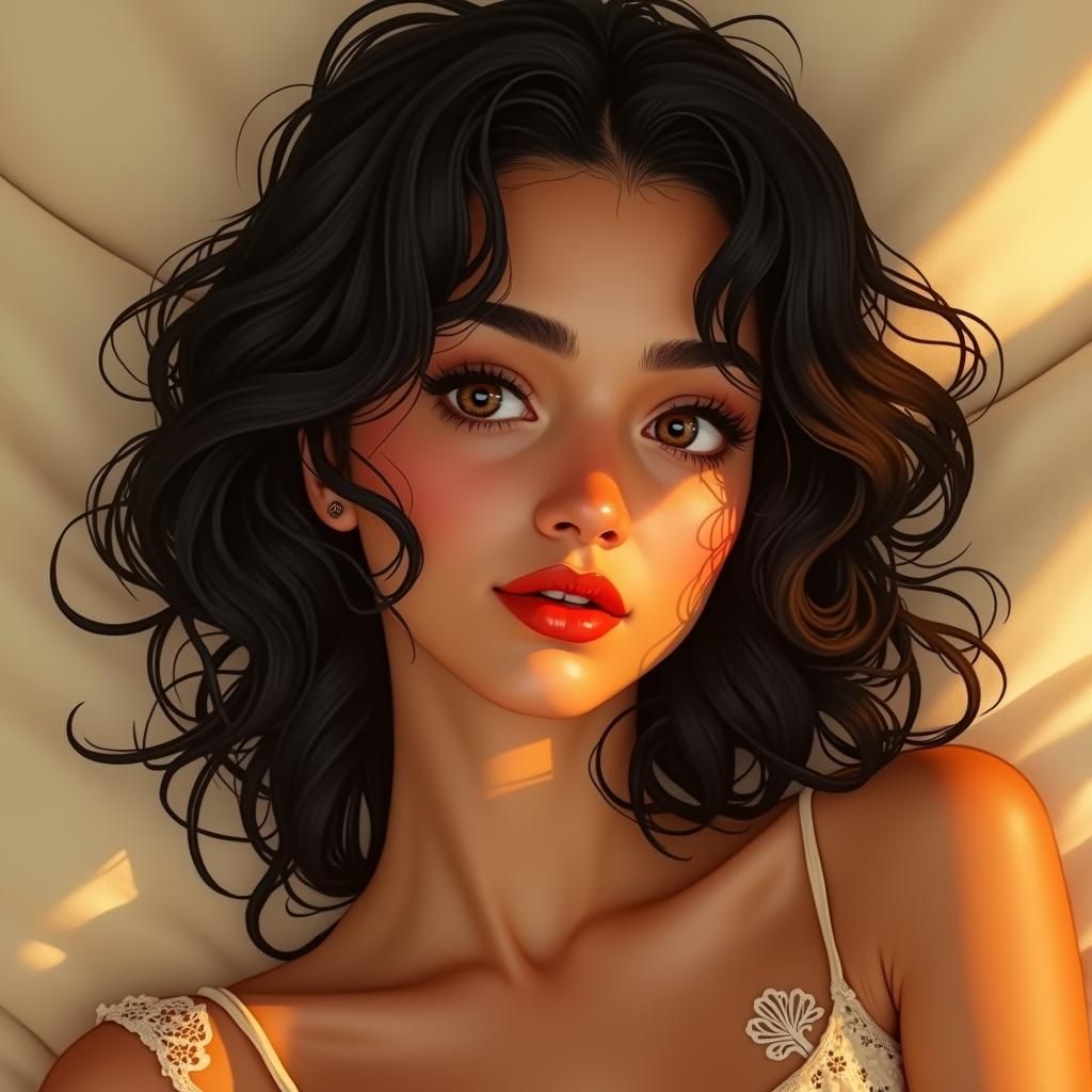 Golden Hour Portrait in Art Nouveau Style