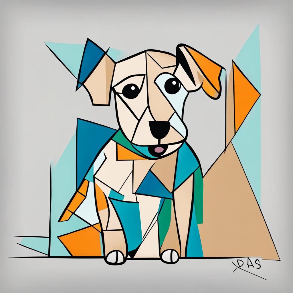 Cubist Image of a Cute Dog in Modern Art Style