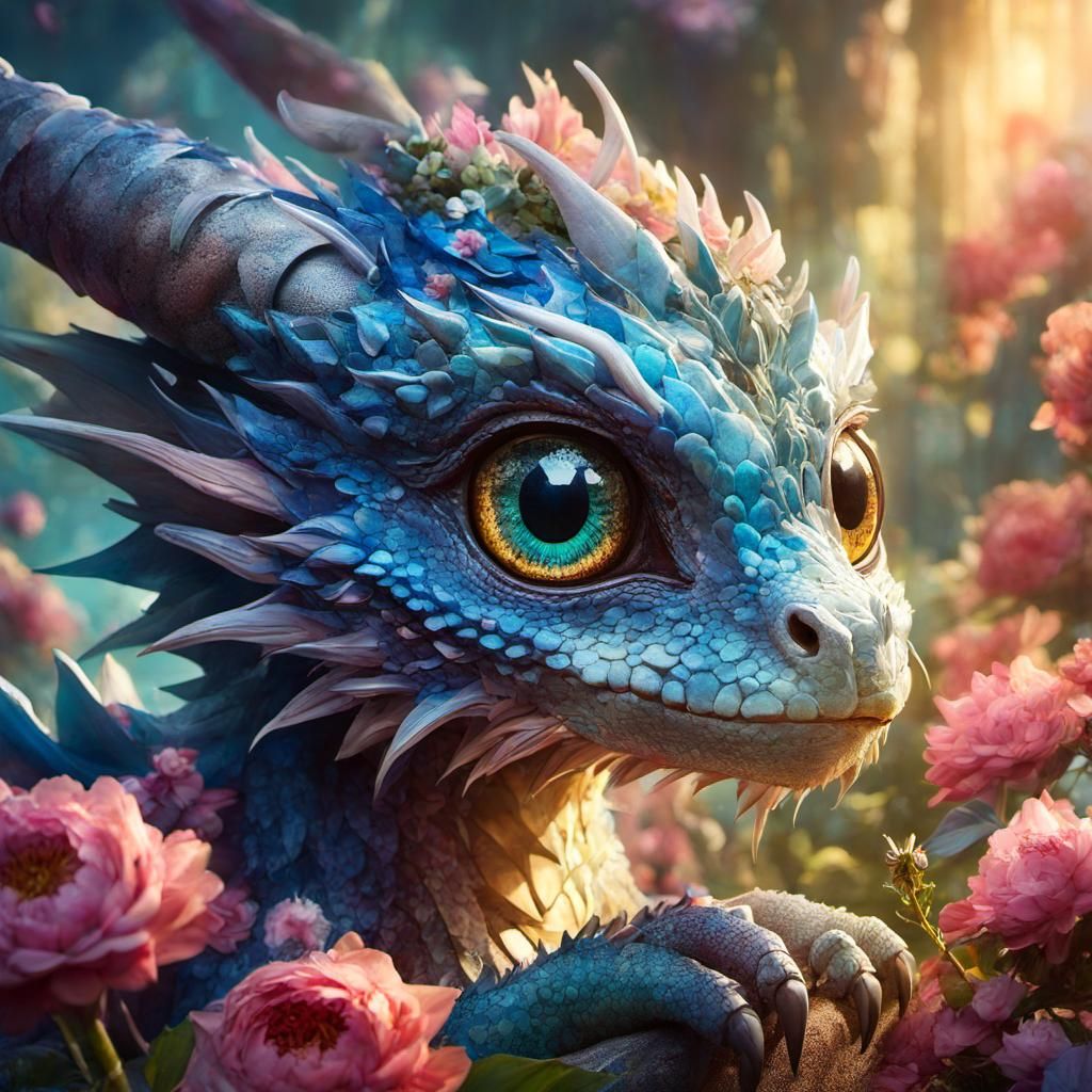 Adorable Dragon Portrait in Anime Style