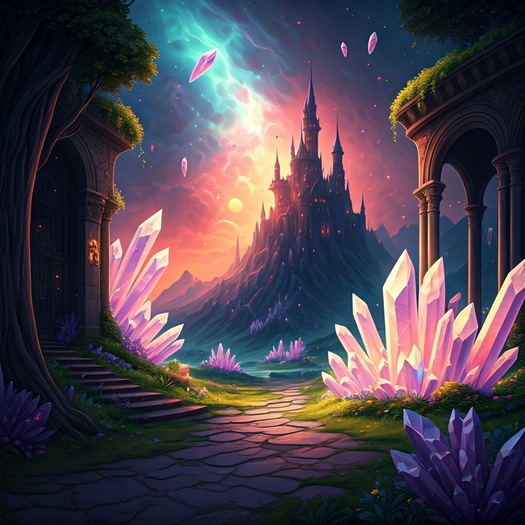 Whimsical Realm of Magic, Runes, and Crystals