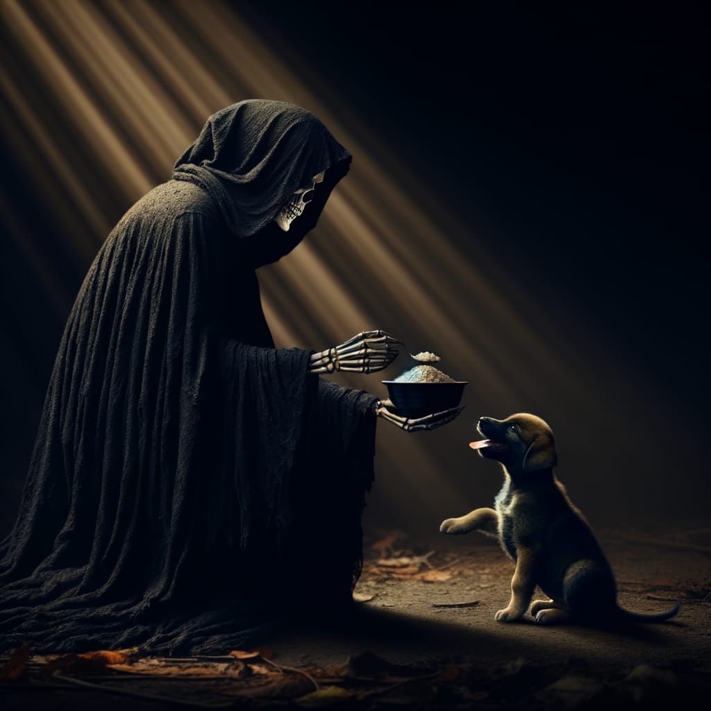 Grim Reaper's Unexpected Kindness: Gothic Art