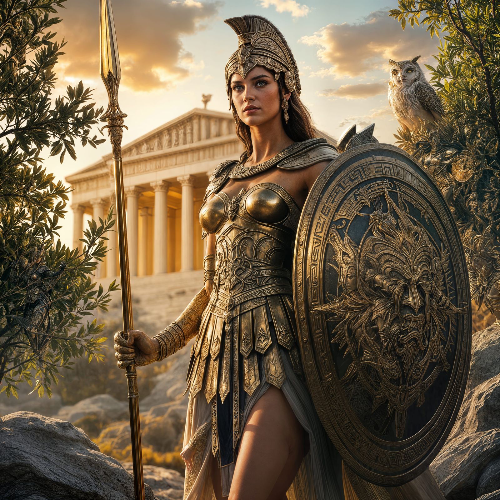 Athena: Goddess of Wisdom and War in Bronze Armor