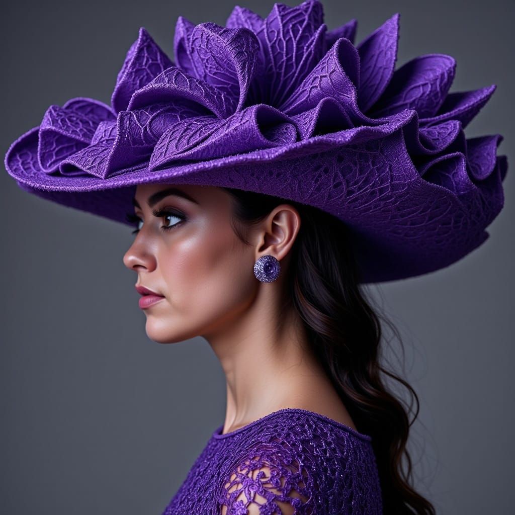 Intricately Detailed Purple Hat on Woman