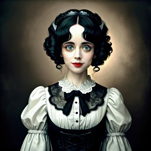 Miss Peregrine Portrait in Tim Burton Gothic Style