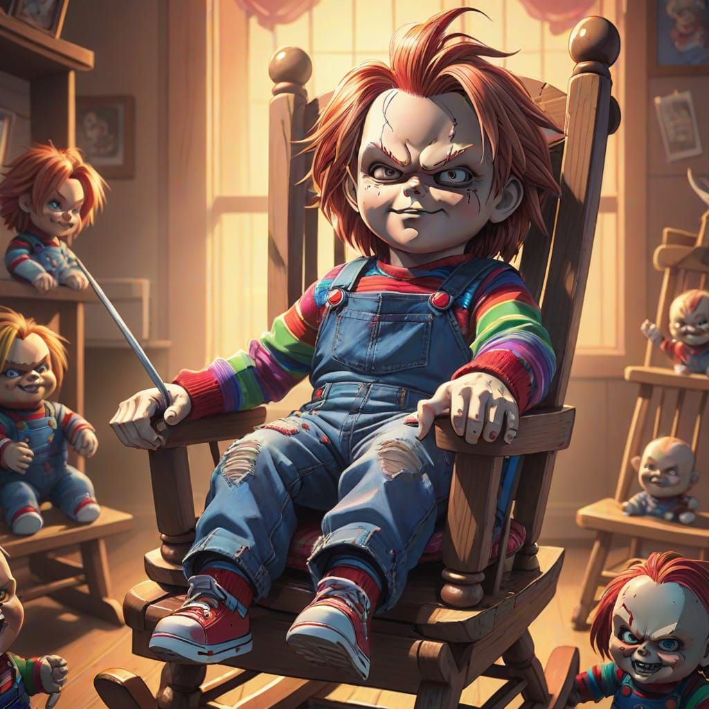 Chucky in Rocking Chair: Anime Manga Concept Art