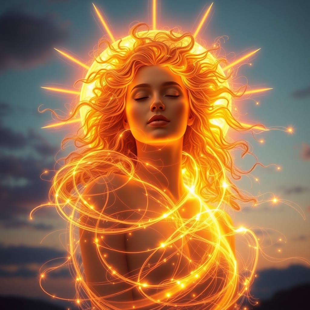 Radiant Goddess of the Sun in Ethereal Harmony