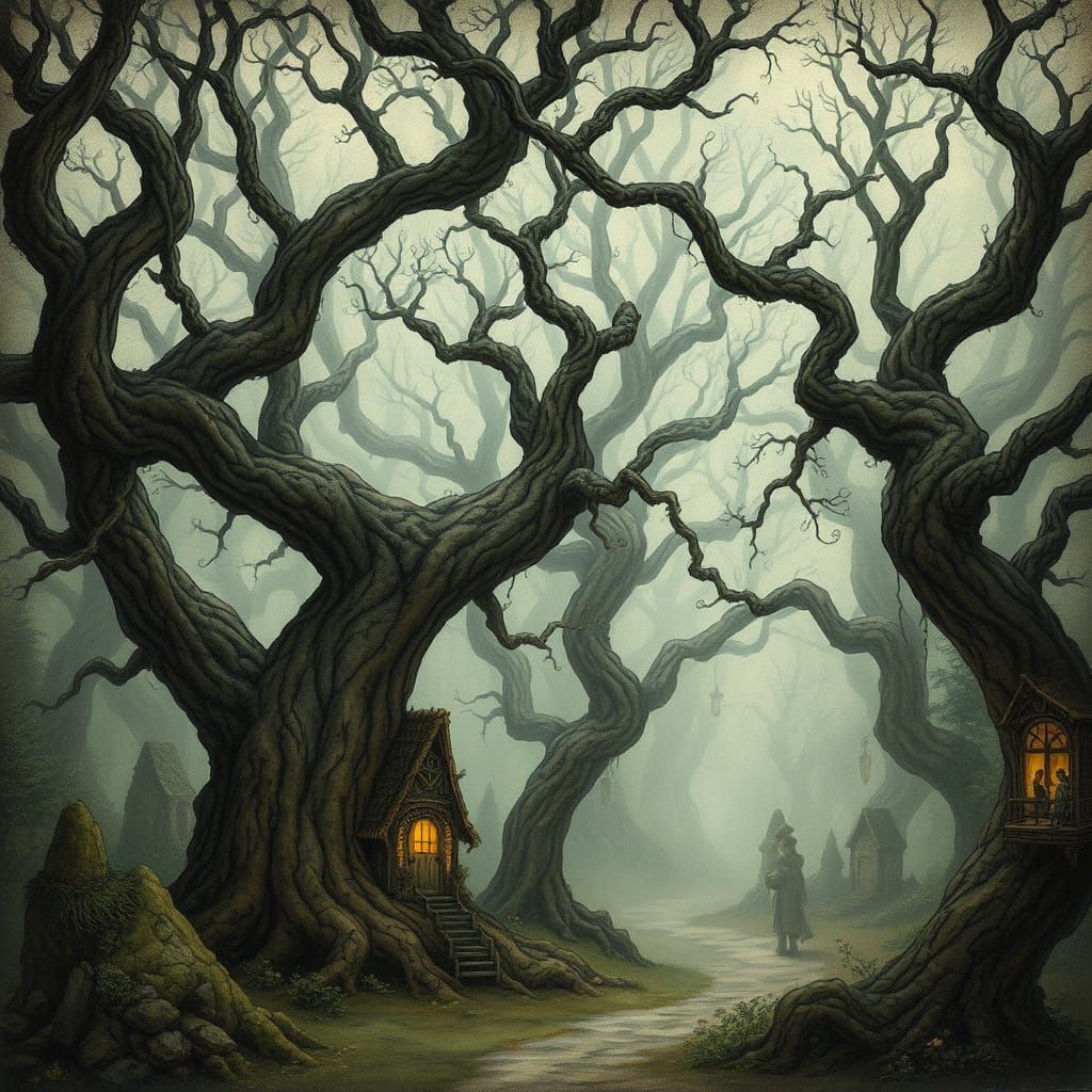 Enchanted Nordic Forest with Twisted Trees and Hidden Fairy ...