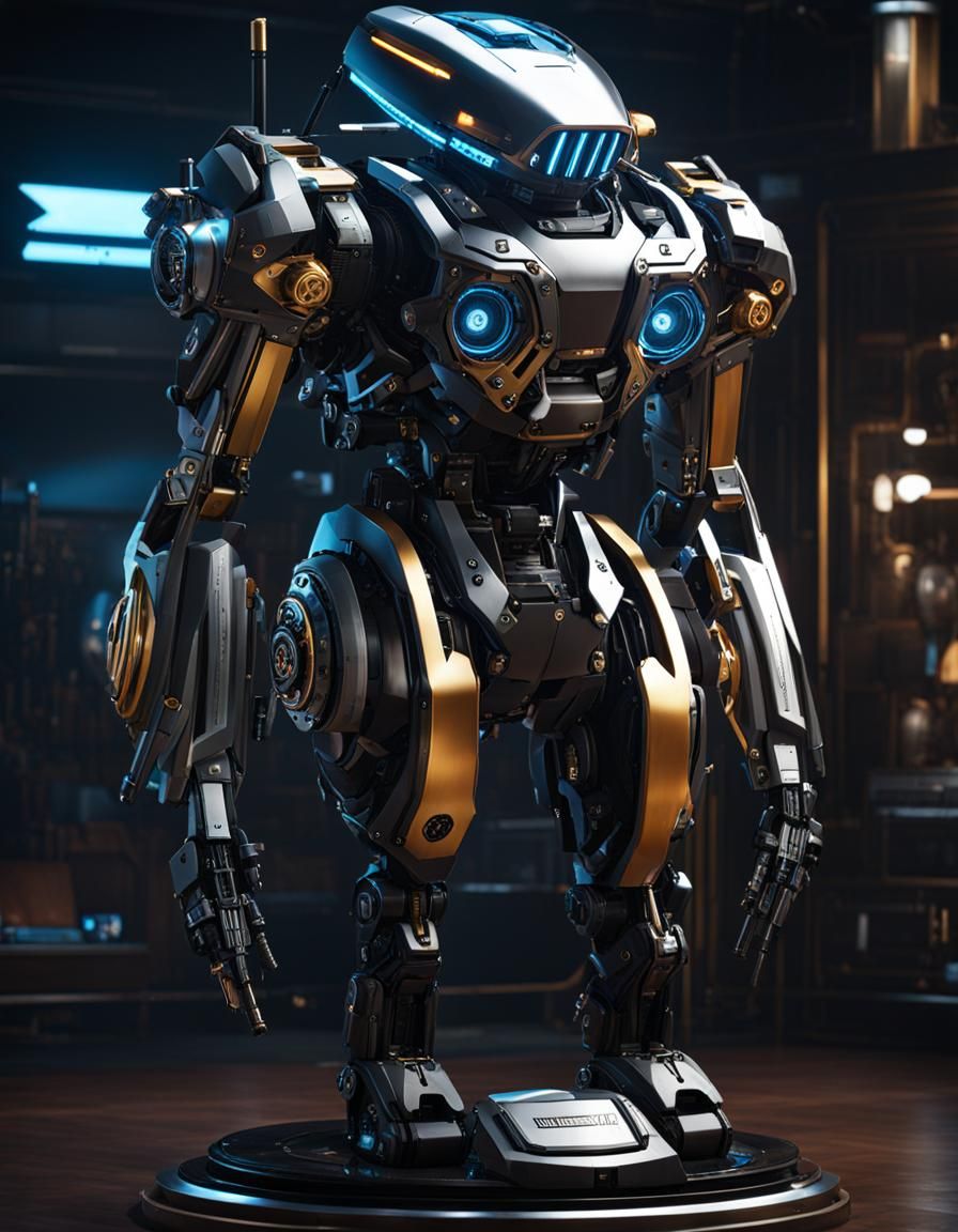 Cyberpunk Mechanical Butler in Detailed Anime Style