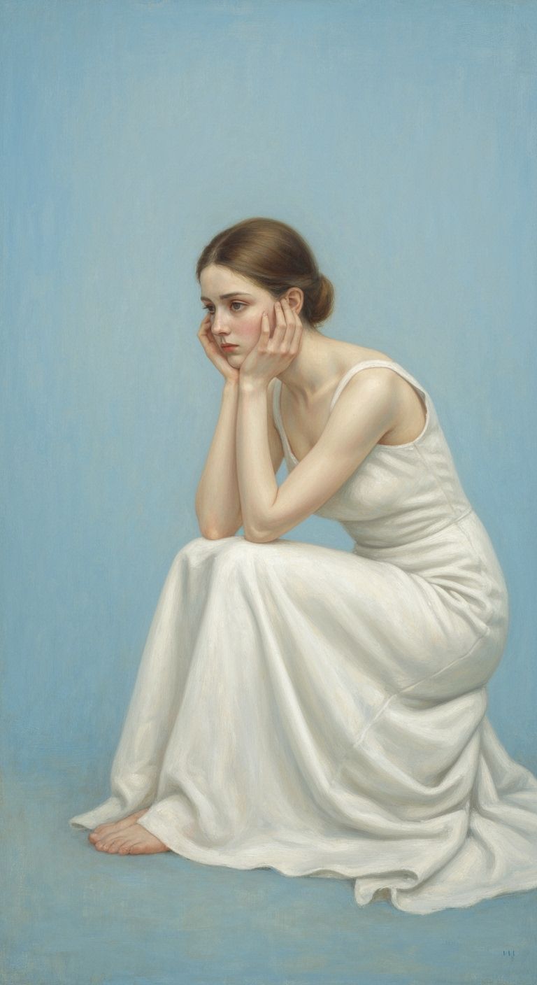 Melancholic Woman in Blue: An Anders Zorn-Inspired Scene