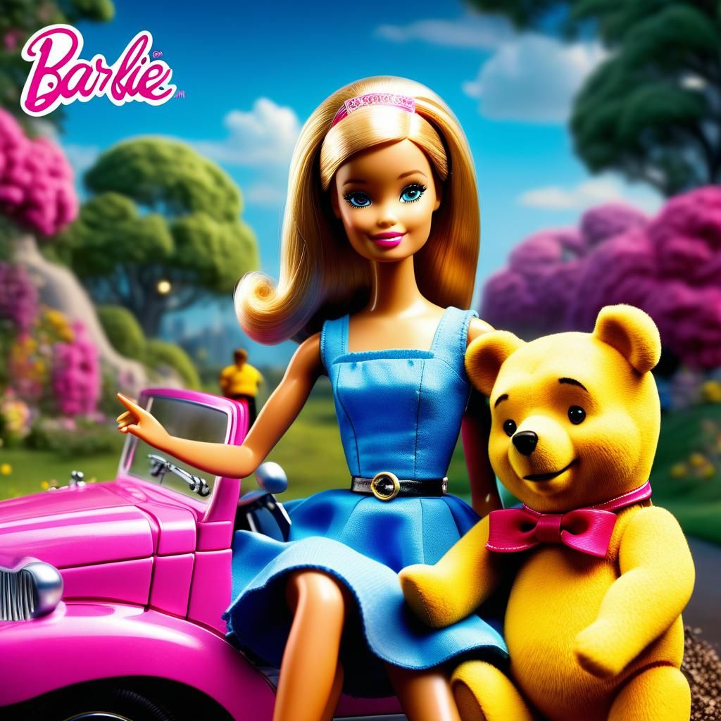 Barbie album cover Barbie with the Pooh bear