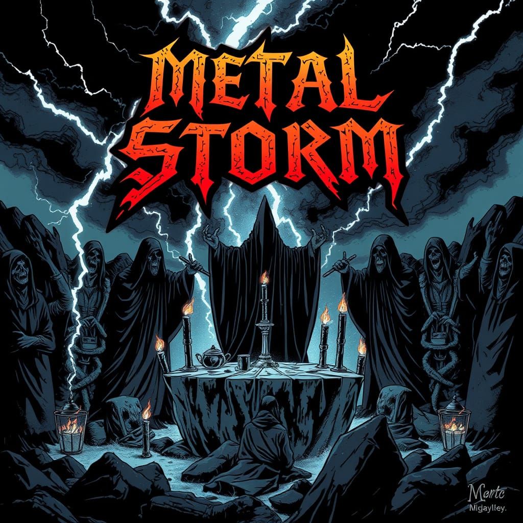 Metal Storm Playlist Cover Art: Ritual Scene