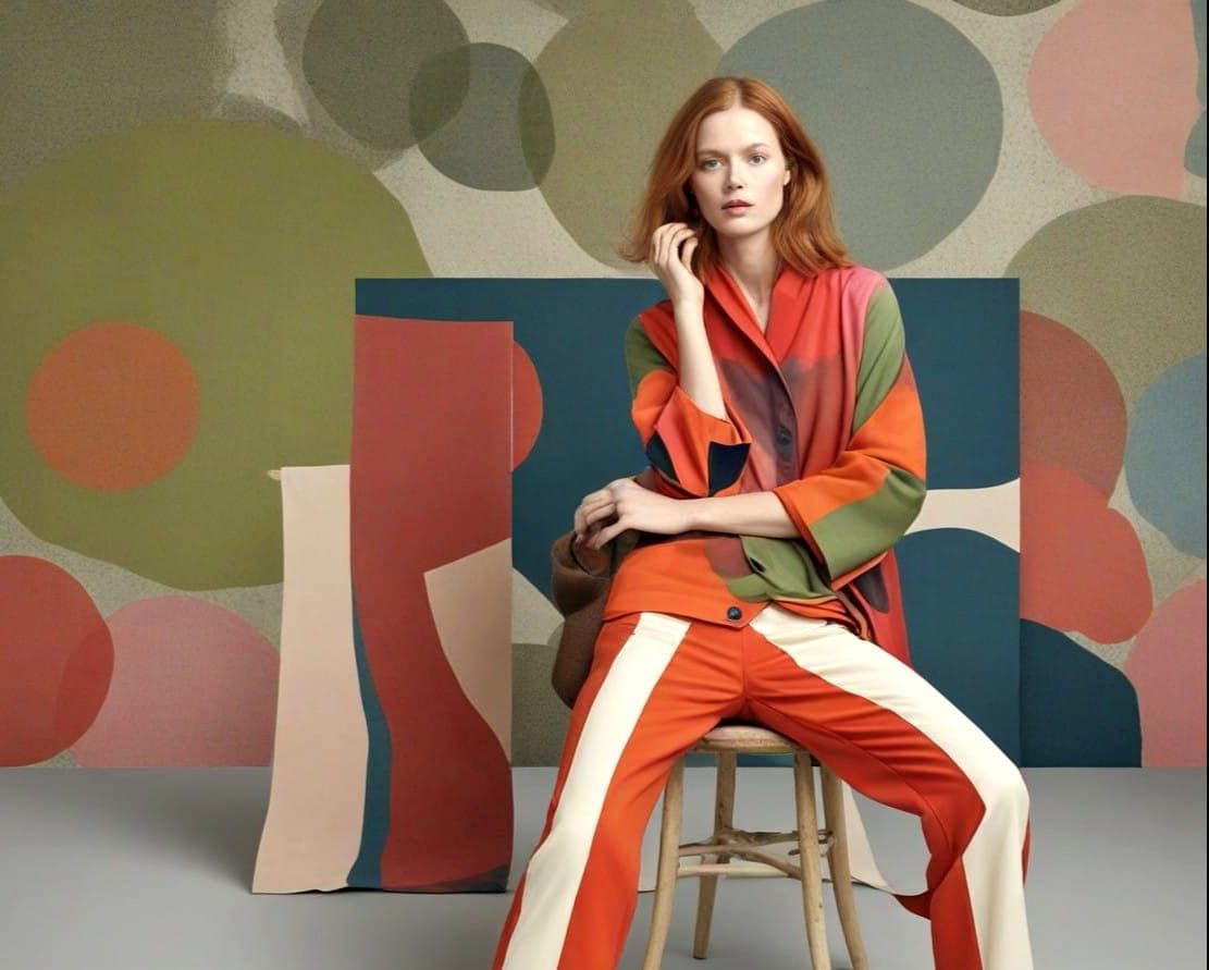 Bold Fabrics Portrait in Abstract Style