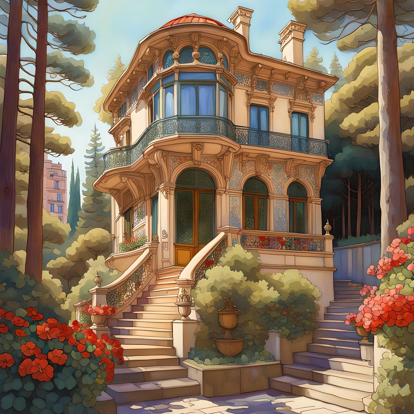 Art Nouveau Villa in Barcelona in Klimt Style