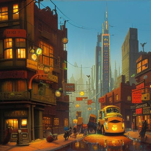 Detailed Matte Painting of a Trash City