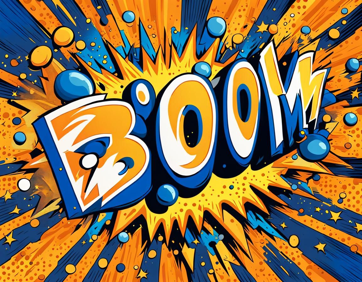 Vintage Comic Style Explosion with Onomatopoeia