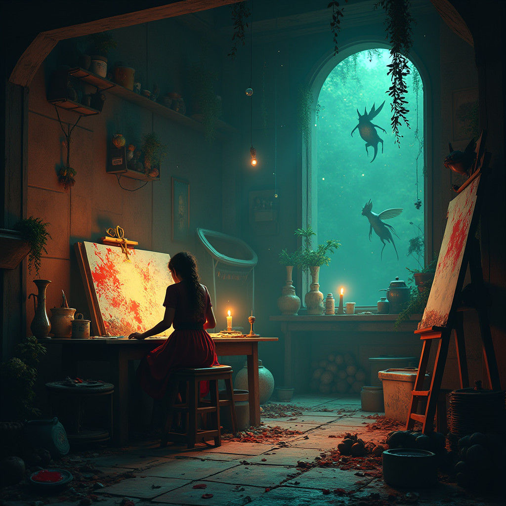 Mystical Night Studio: Artist's Sanctuary in Digital Paintin...