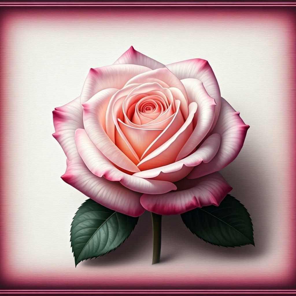 Delicate Pink Rose in Hyper-Realistic Airbrush Style