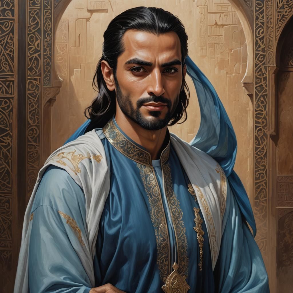 Hyperrealistic Portrait of an Arabic Superhero in Robes