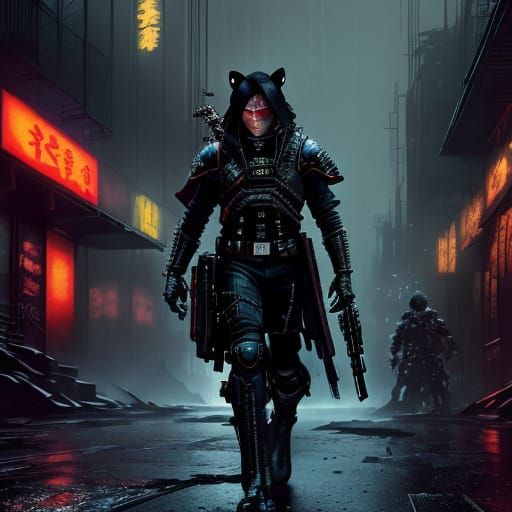 Neon Alley Catwoman in Sci-Fi Style