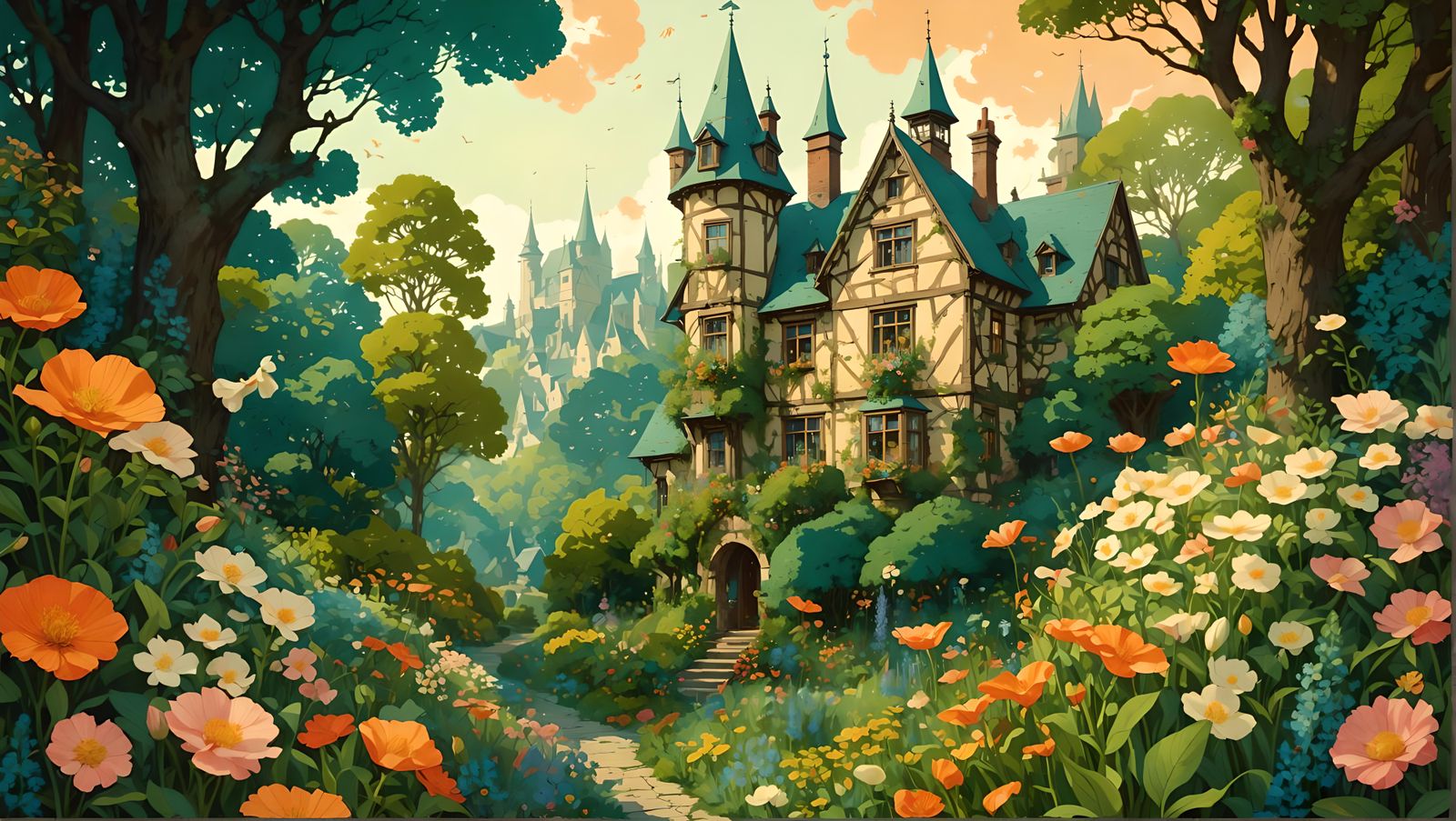 Medieval English flower garden