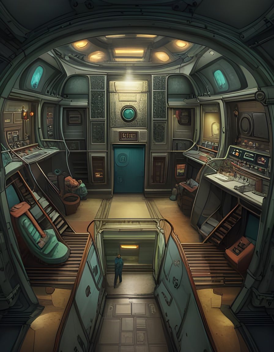 Humorous Aliens in Space Station, Cosmic Horror Art