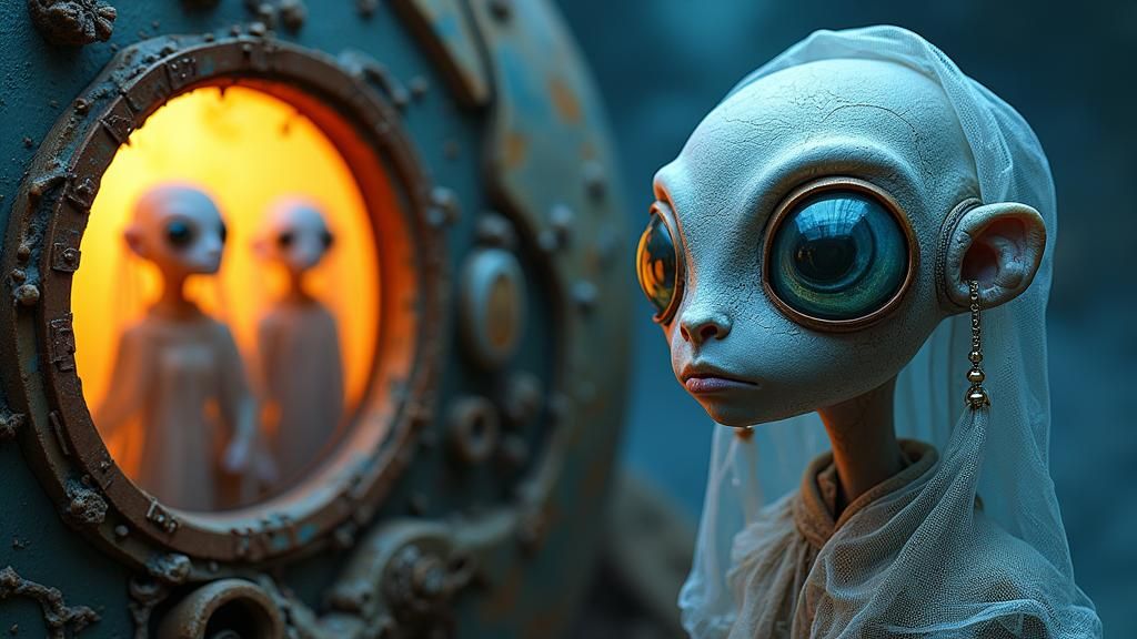 Psychedelic Sci-Fi Blob Entity with Pearl Earring