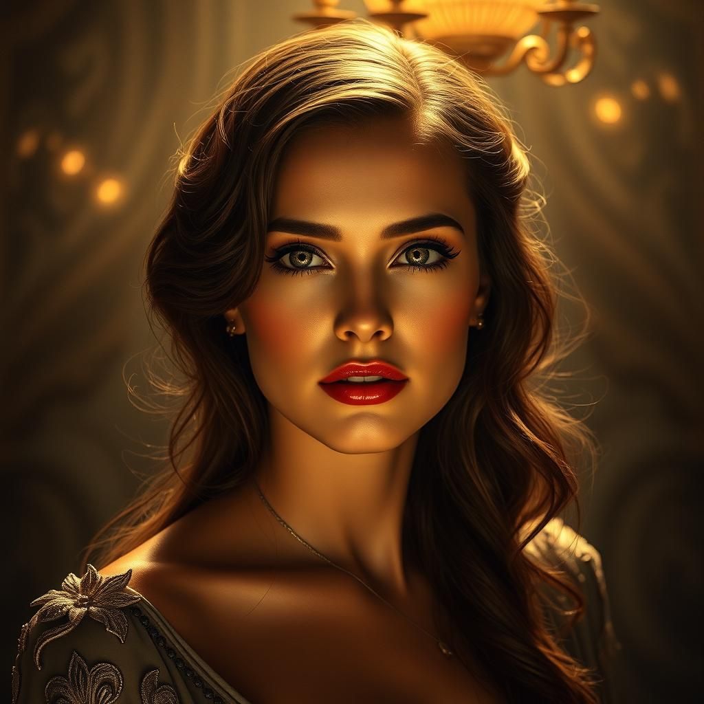 Elegant Woman in Opulent Rembrandt-Inspired Setting