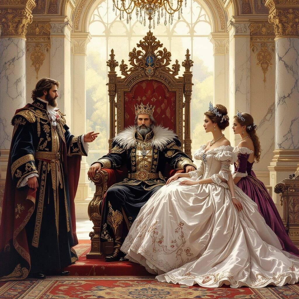 Royal Gathering in Palace Interior, Romantic Style