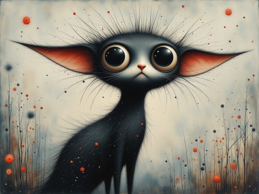 Whimsical Cat as Lucky Oil Painting