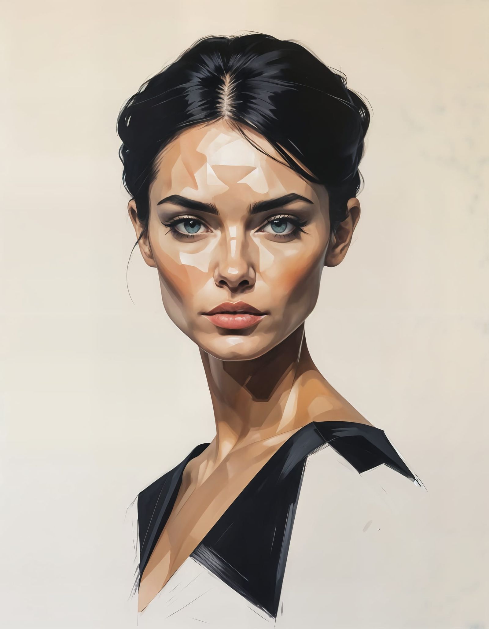 Sensual Minimalist Portrait in Geometric Abstract Style